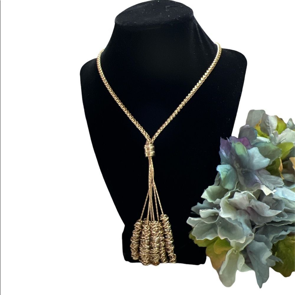 Dana Buchman Gold Tone Cubic Zirconia Stone Statement Necklace